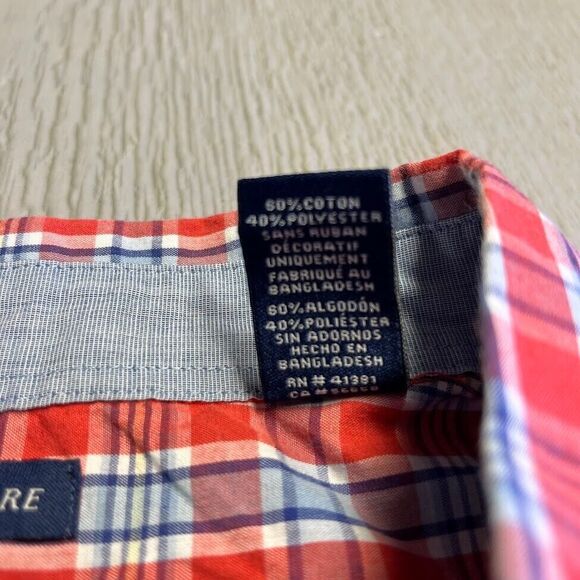 Chaps Red Blue Plaid Button Up Shirt Men's Size 2XT Short Sleeve Crest Easy Care - Picture 5 of 11